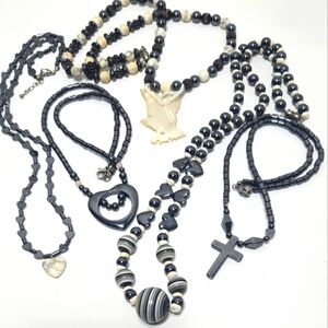 5 HEMATITE  NECKLACES  JEWELRY LOT